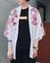 Japanese Style Ukiyo-e Fish Wave Printed Front Open Kimono